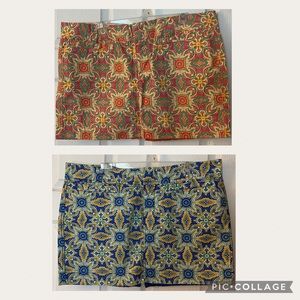 Old Navy, a lot of two vintage, bohemian print mini skirts.